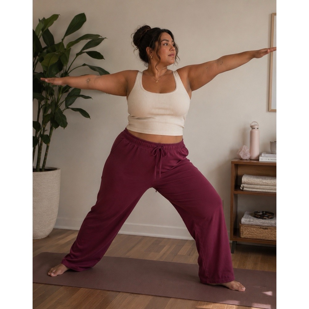 XIEERDUO Japan XL Burgundy Women's Lounge Pants Casual Soft Elastic Waist Yoga